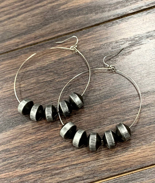 Rondelle Navajo Bead Hoop Earrings