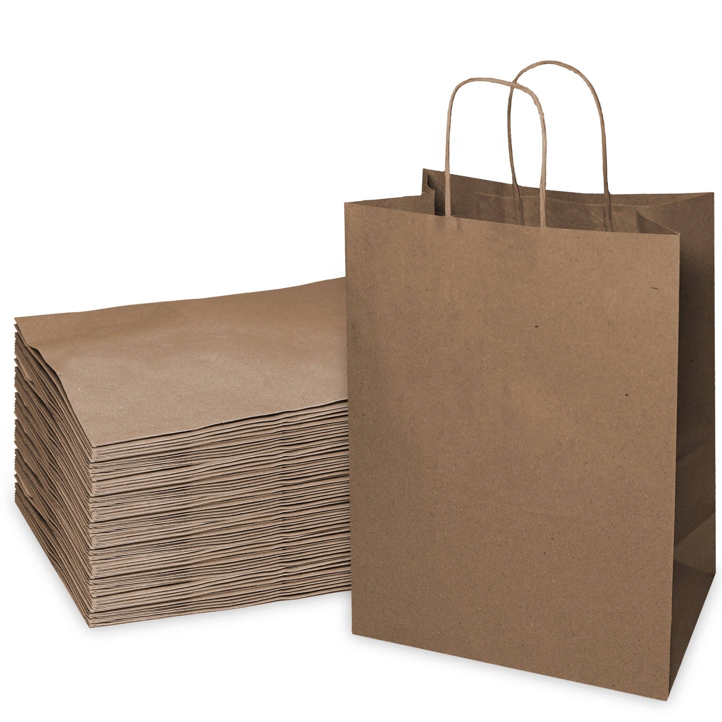 13x7x17 Kraft Brown Paper Gift Bags with Twine Handles: 200 Pcs
