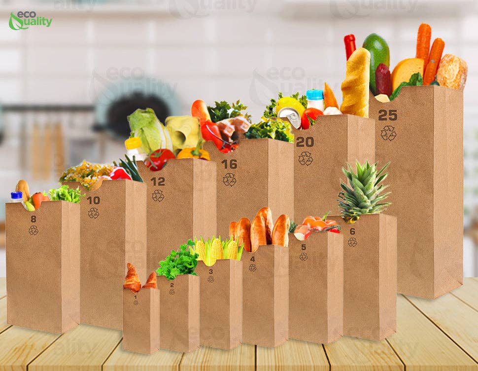12lb Kraft Brown Bakery Grocery Paper Bags #12 Large Packagi: 100pcs