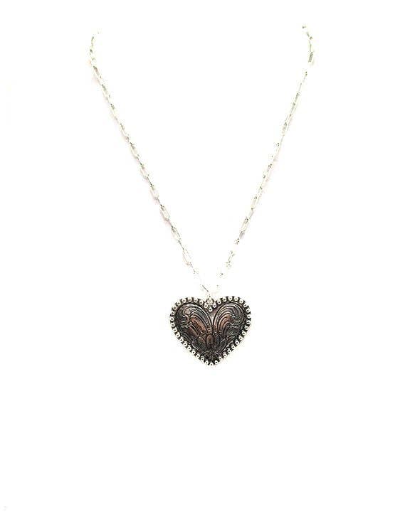 Western Etched Heart Necklace