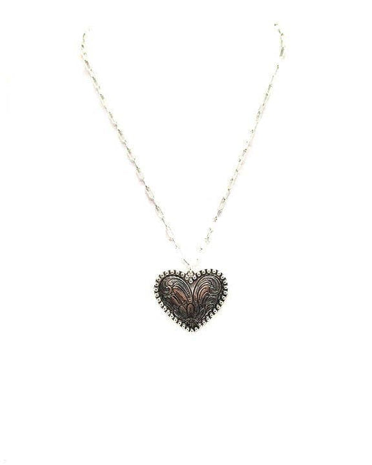Western Etched Heart Necklace