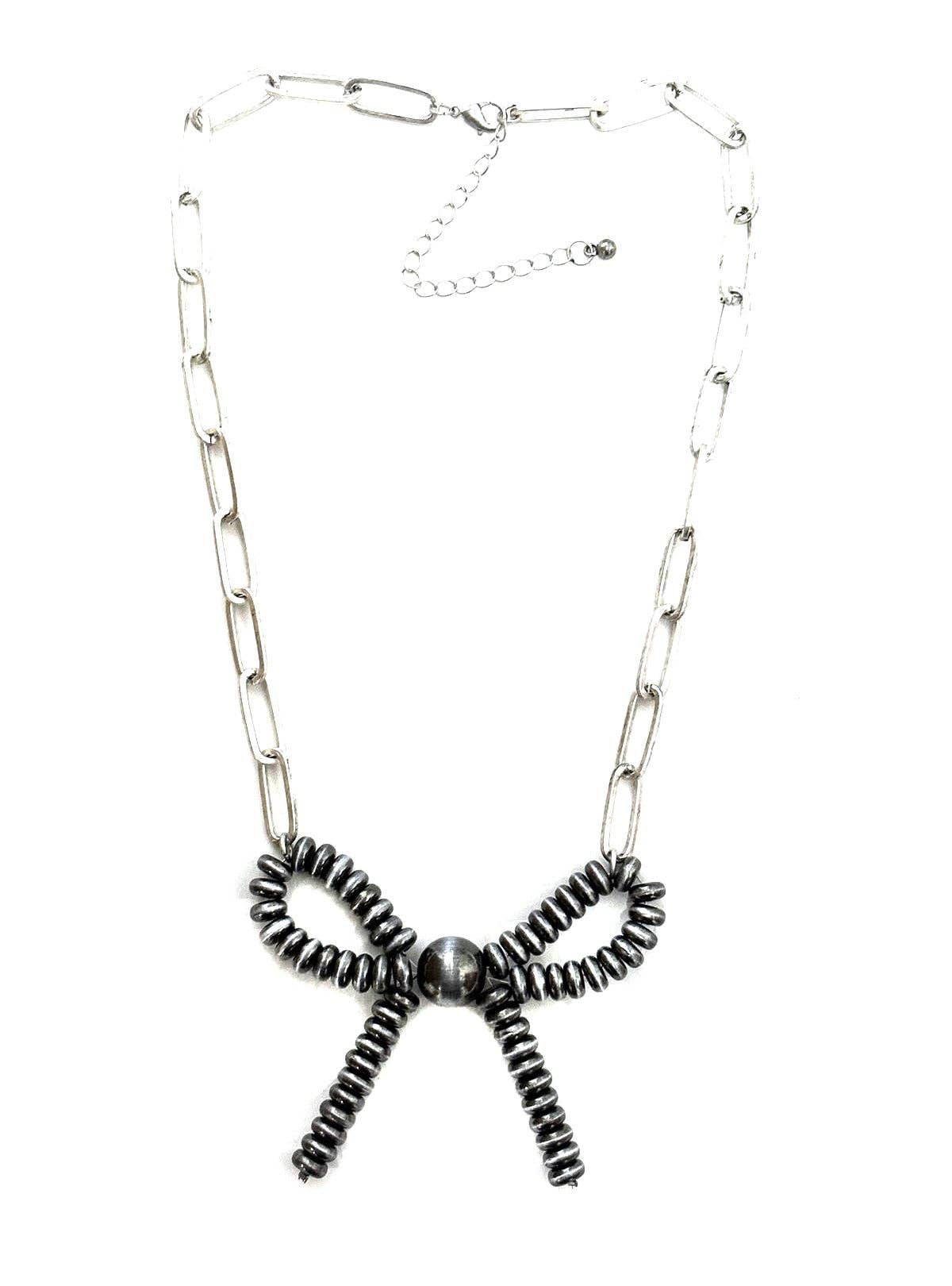 Western Navajo Pearl Ribbon Chain Necklace
