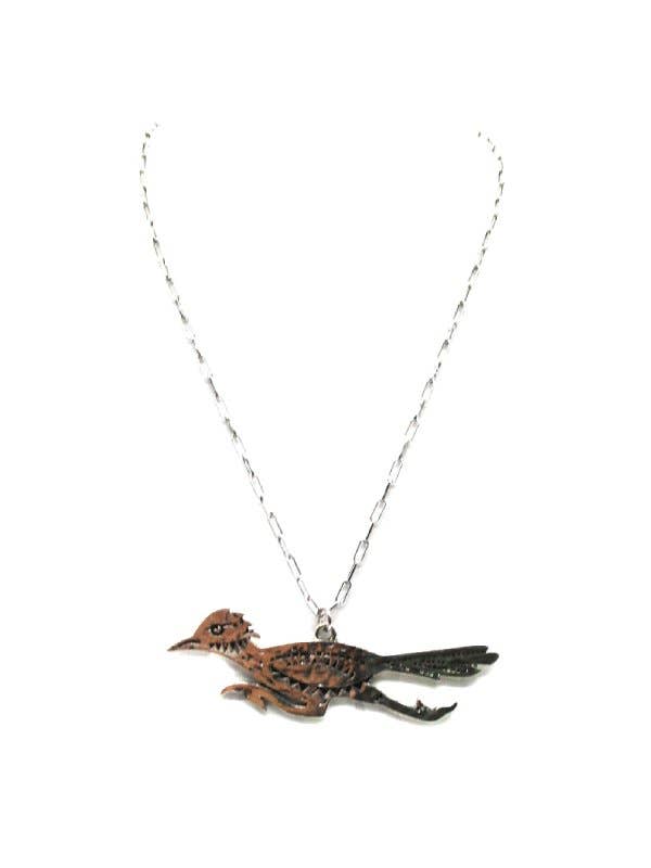 Western Etched Road Runner Necklace