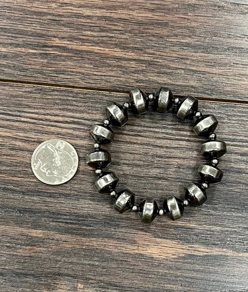 Handmade Rondelle Polish Navajo Stretch Bracelet