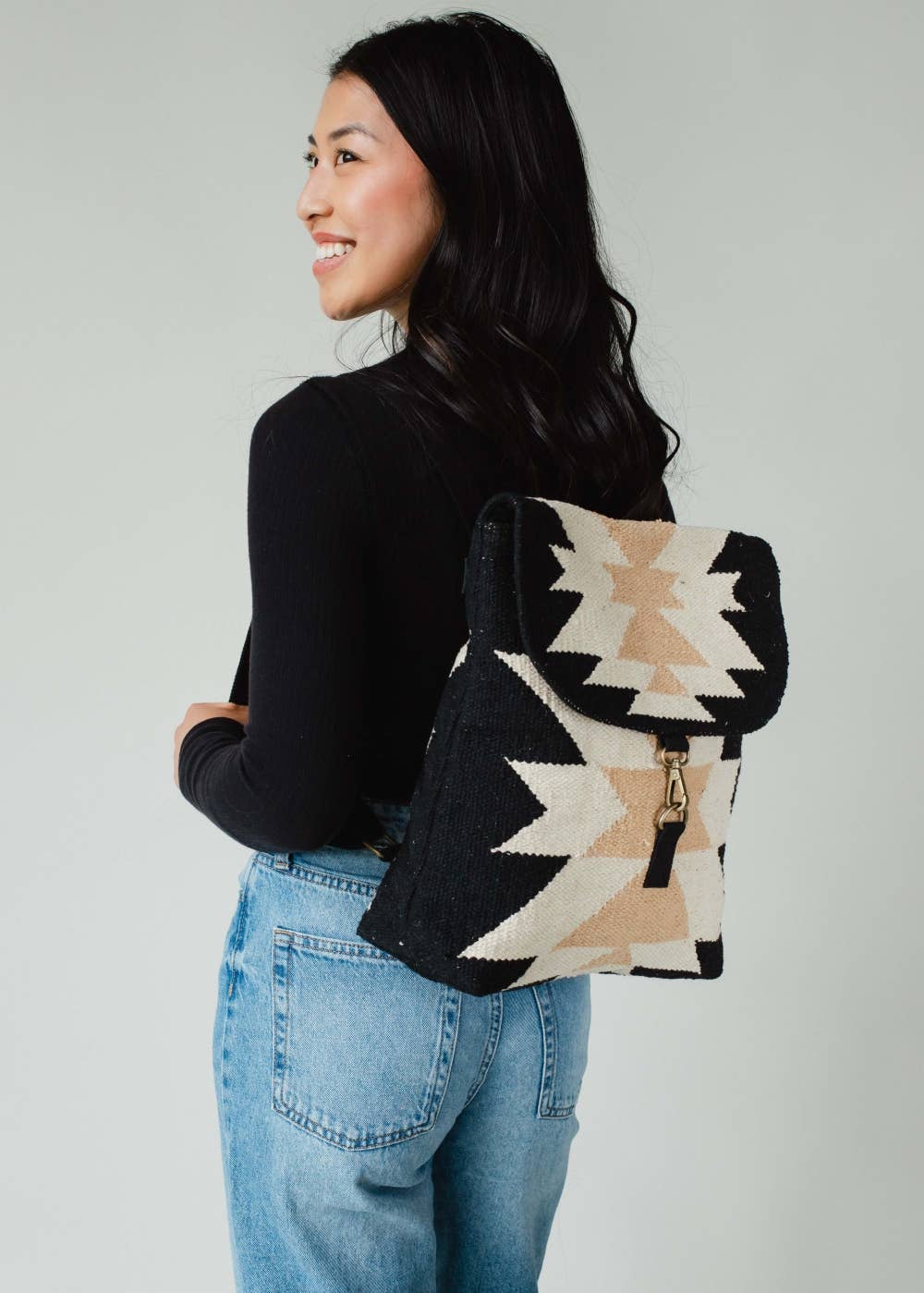 Black, Cream & Tan Aztec Backpack