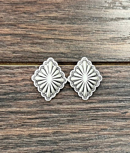 Brass Concho Stud Earrings