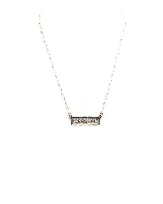 Western Dainty Bar Necklace: Silver