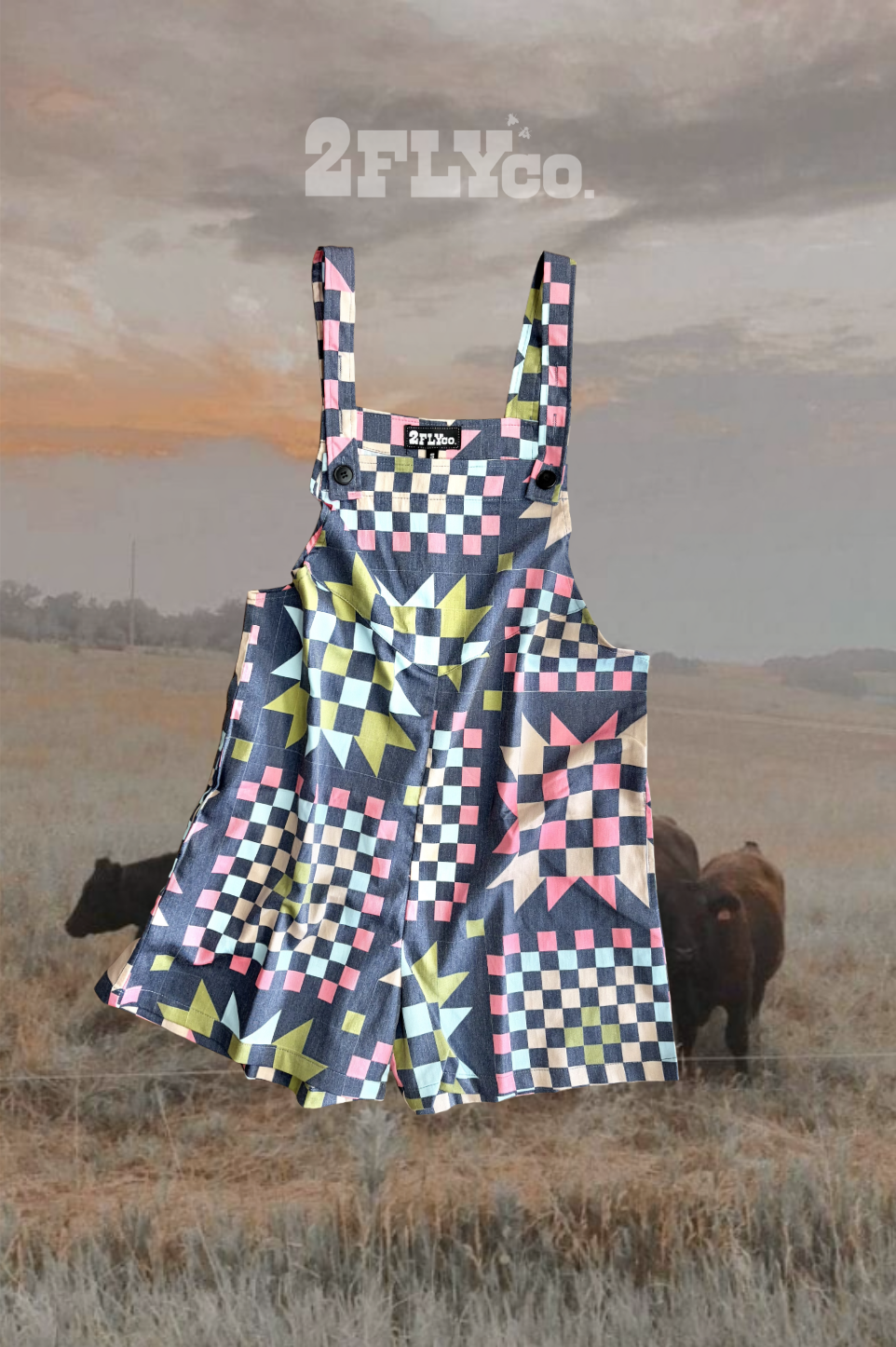 RANCHHOUSE STITCH ROMPER *BLUEGREENS: 3X